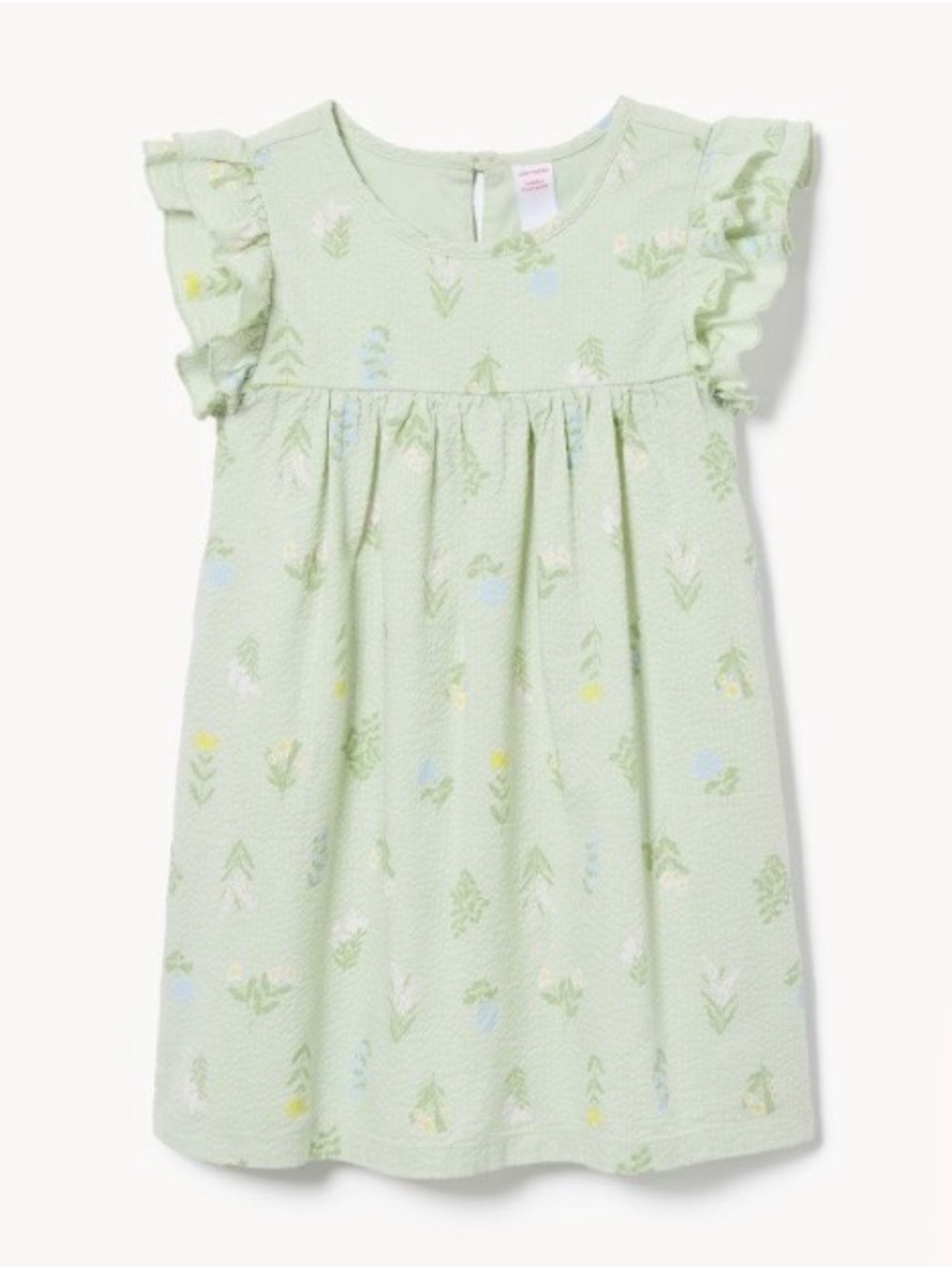 Joe Fresh Pale Green Cotton Seersucker Ruffled Floral Dress | Size 4 | NWT